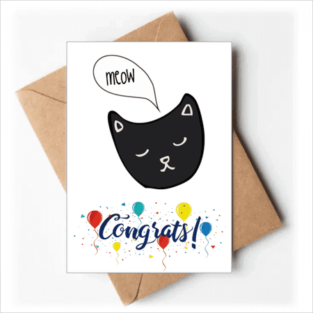 Black Cat Head Mewing Animal Wedding Cards Congratulations Greeting ...