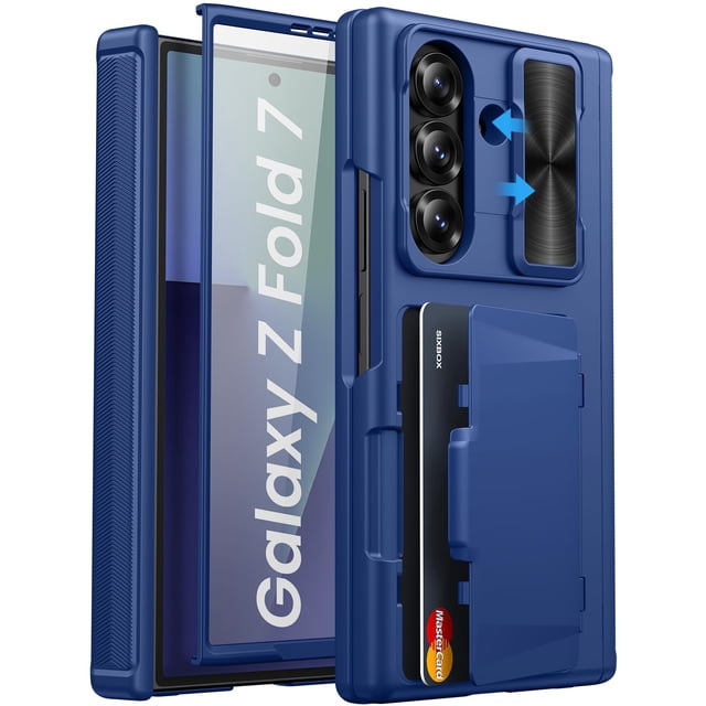 Funda Cartera SIXBOX para Samsung Galaxy Z Fold 7 Azul con Protector de Pantalla y Soporte para Cámara