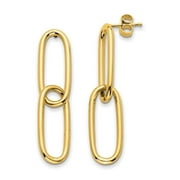 Auriga Fine Jewelry 14K Yellow Gold Elongated Double Oval Link Dangle Earrings for Women (L- 1.66 inch, W- 0.44 inch)