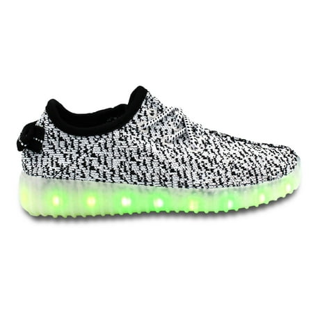 LED Shoes Light Up Women Knit Low Top Sneakers App Control USB Charging (White / (Best App To Sell Shoes)
