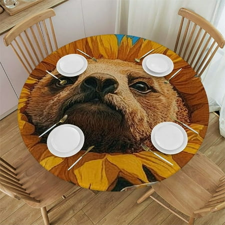 

Patifu Sunflower Round Tablecloth Stain-Resistant Washable for Indoor Outdoor Restaurant Wedding Party 100% Polyester Full-Width Printing Outdoor Fitted 31 -35