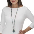 thumbnail image 3 of PalmBeach Jewelry Genuine Blue Jasper Antiqued Goldtone Boho Drop Necklace, 34 inches, 3 of 7