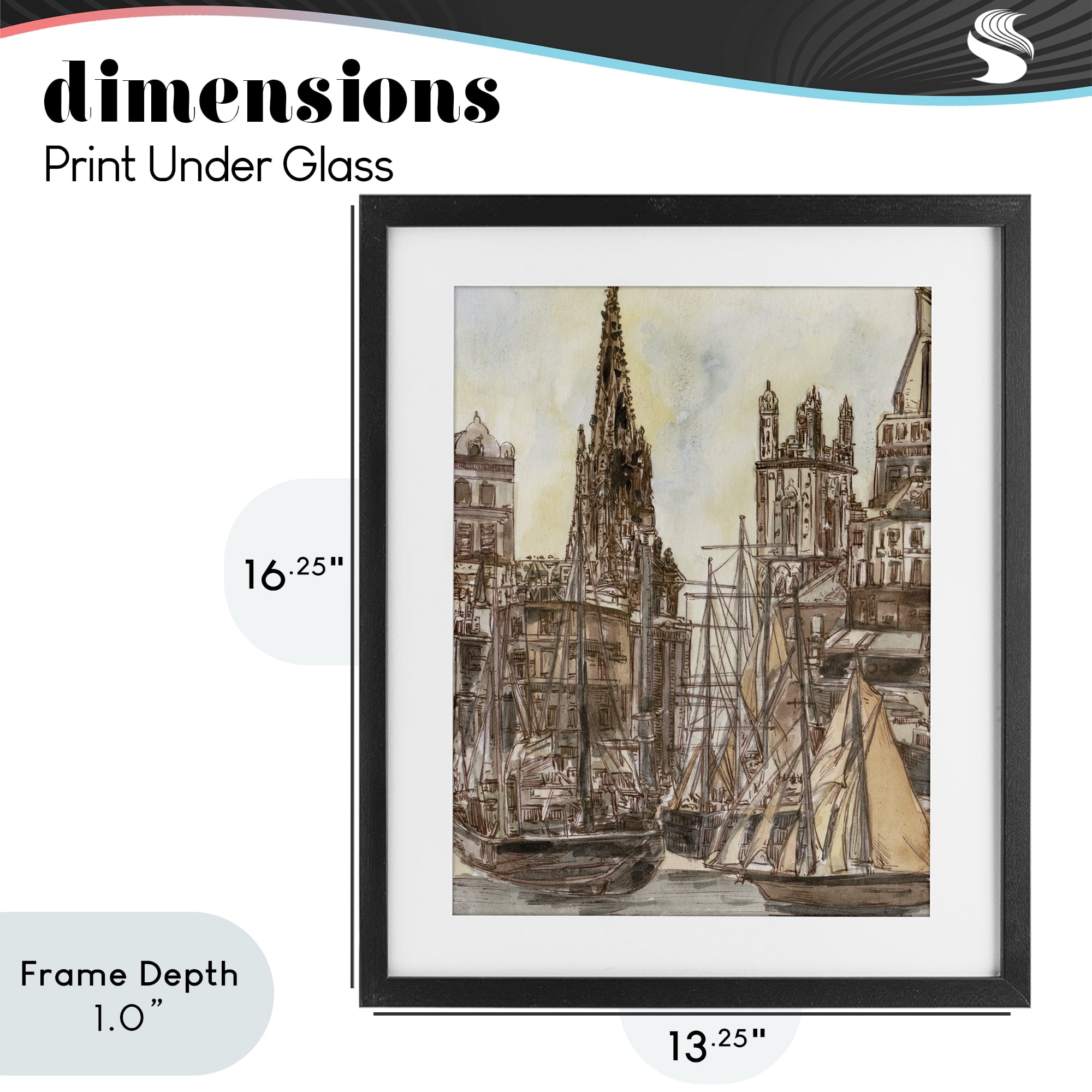 Stupell Industries Salted Remnants Harbor Black Framed Print Under Glass, design by Melissa Wang