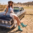 thumbnail image 2 of Ecetana Cowboy Boots for Women Ankle Cowgirl Booties Pointed Toe Embroidery Western Short Boots, 2 of 7