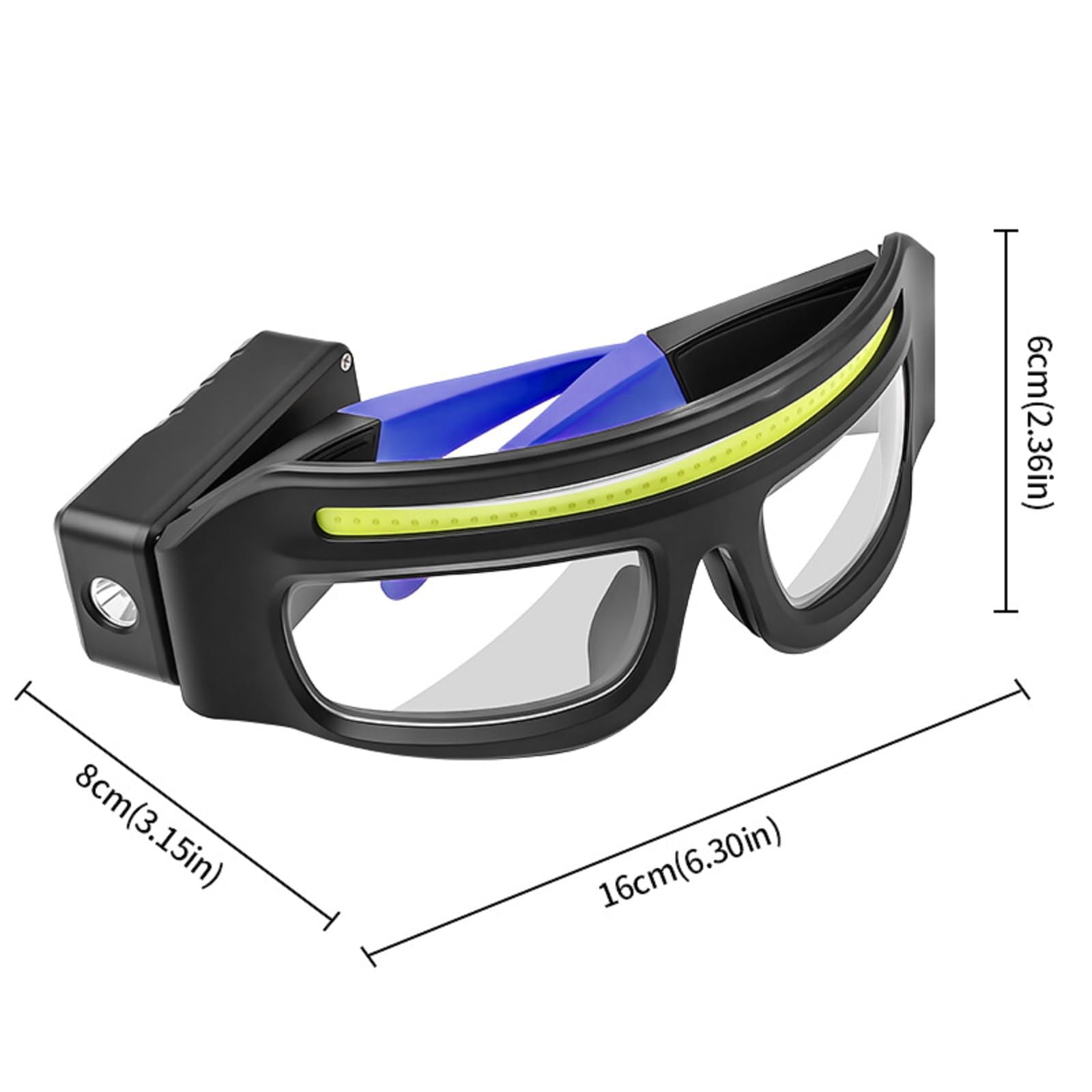 LED Safety Glasses With Dual Beam & Motion Sensor. USB-C, Clip-on Design For Hands-free Fishing, Running, Repair