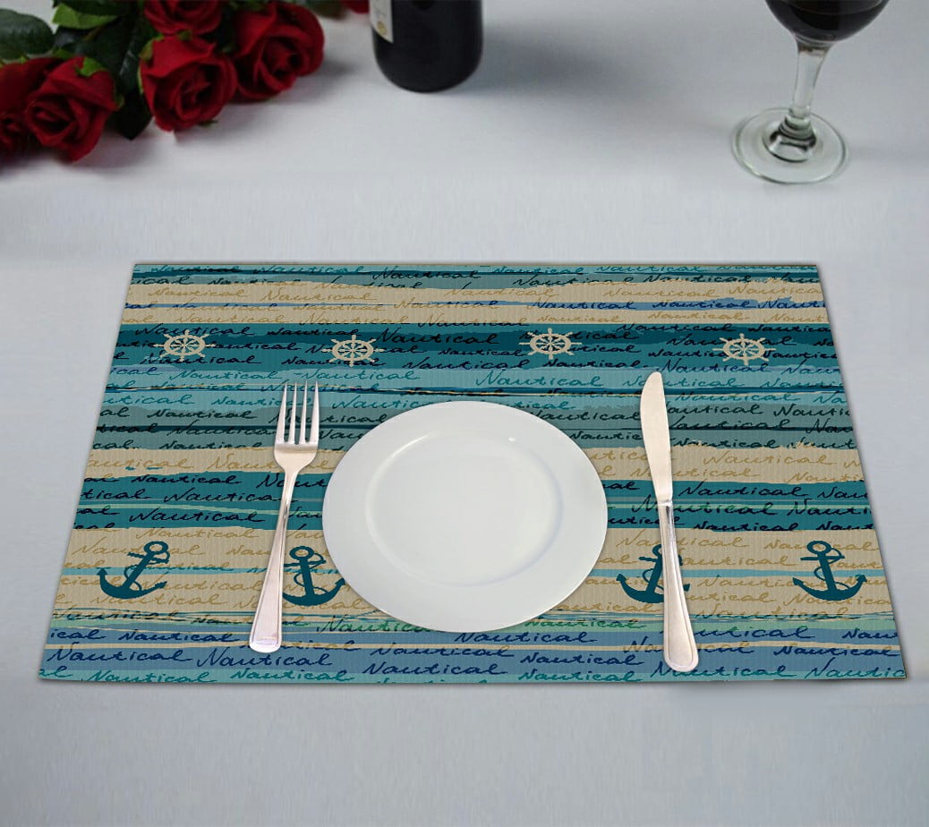 ABPHQTO Nautical Style Placemat 12x18 Inch,Set of 2 Table Placemats