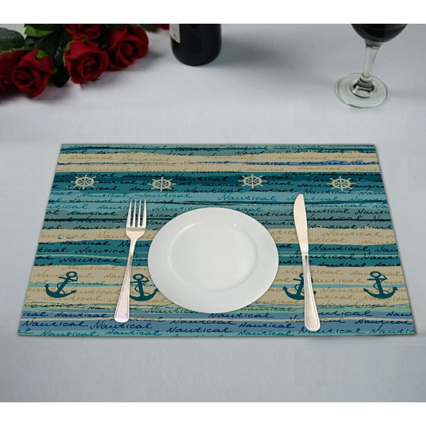 ABPHQTO Nautical Style Placemat 12x18 Inch,Set of 2 Table Placemats