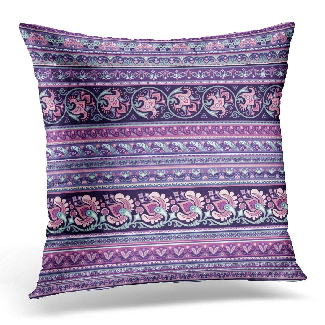 BSDHOME Purple Bohemian Abstract Ethnic Stripy Ornamental Boho Pillow