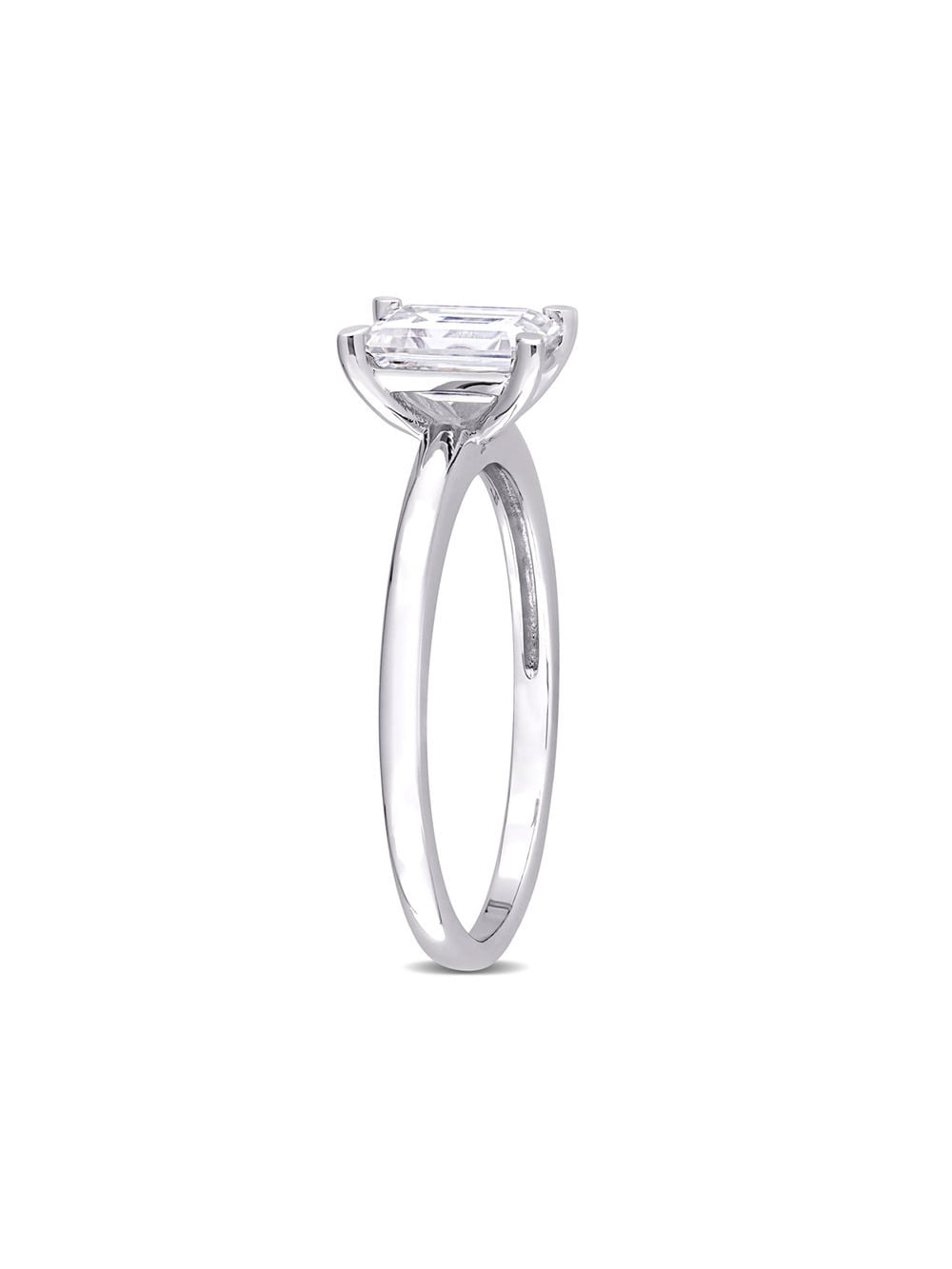 1.00 Carat (Ctw) Lab-Created Emerald-Cut Moissanite Engagement Ring in Sterling Silver for Women
