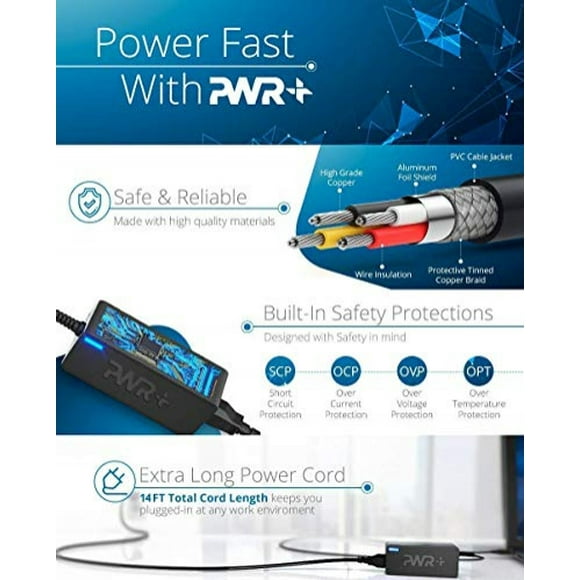Cargador para portátil Pwr HP 463958-001 741727-001 740015-001 USA UL