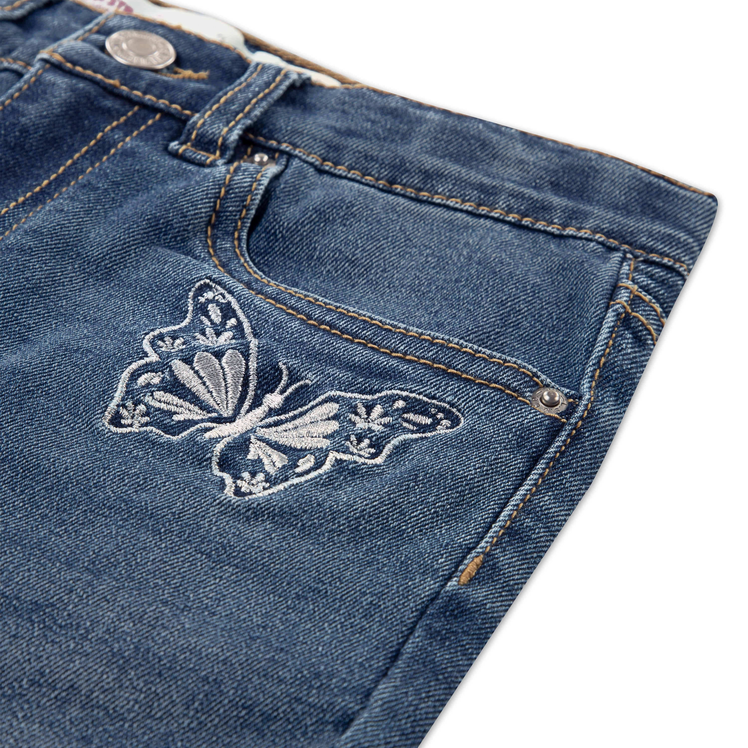 Levis Strauss Signature Girls Embroidered Butterfly Flare Jeans, Sizes 5-18