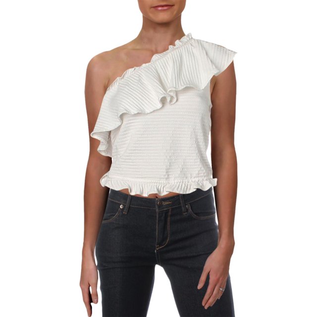 Blusa con Volantes y Hombros Descubiertos French Connection Blanca L