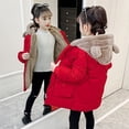 thumbnail image 4 of NAISIBABY Girls Puffer Jackets, Solid Color Keep Warm Fuzzy Cozy Hooded Winter Outwear Red 8-9T, 4 of 7