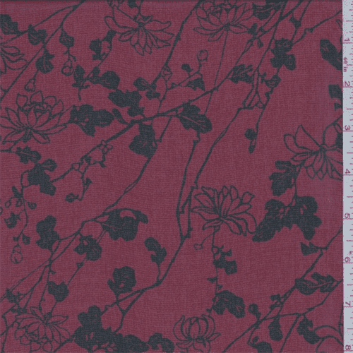 black floral chiffon fabric