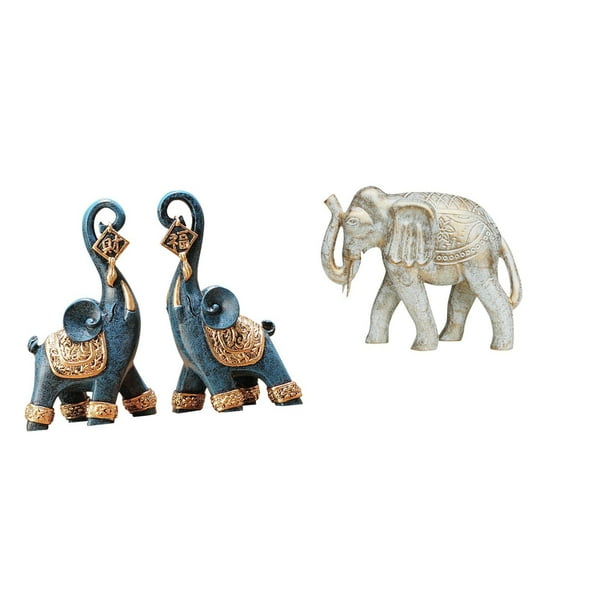 Figura De Elefante De Resina Moderna, Escultura Decorativa, Arte Artesanal, Coleccionable, Estatua Rústica De Animal, Recuerdo De Escritorio, Figura Tallada A Mano De Madera Para Decoración
