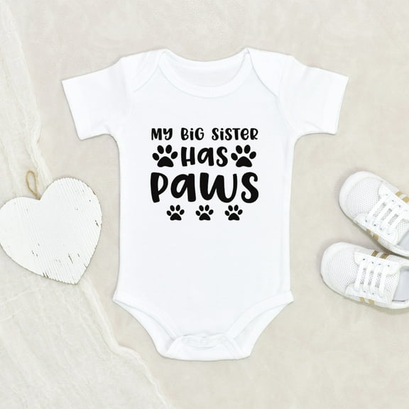 Newbabywishes - My Big Sis Has Paws Pawprint Baby Clothes for Boys and Girls - Cute Baby Clothing