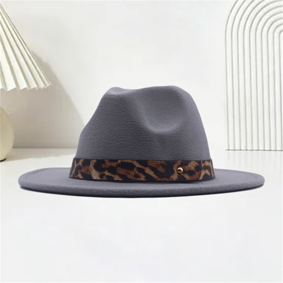 Unisex Bucket Hat Leopard Solid Color Quick Drying Breathable Wide Brim Western Fisherman Hat Adjustable Portable for Outdoor Travel Grey