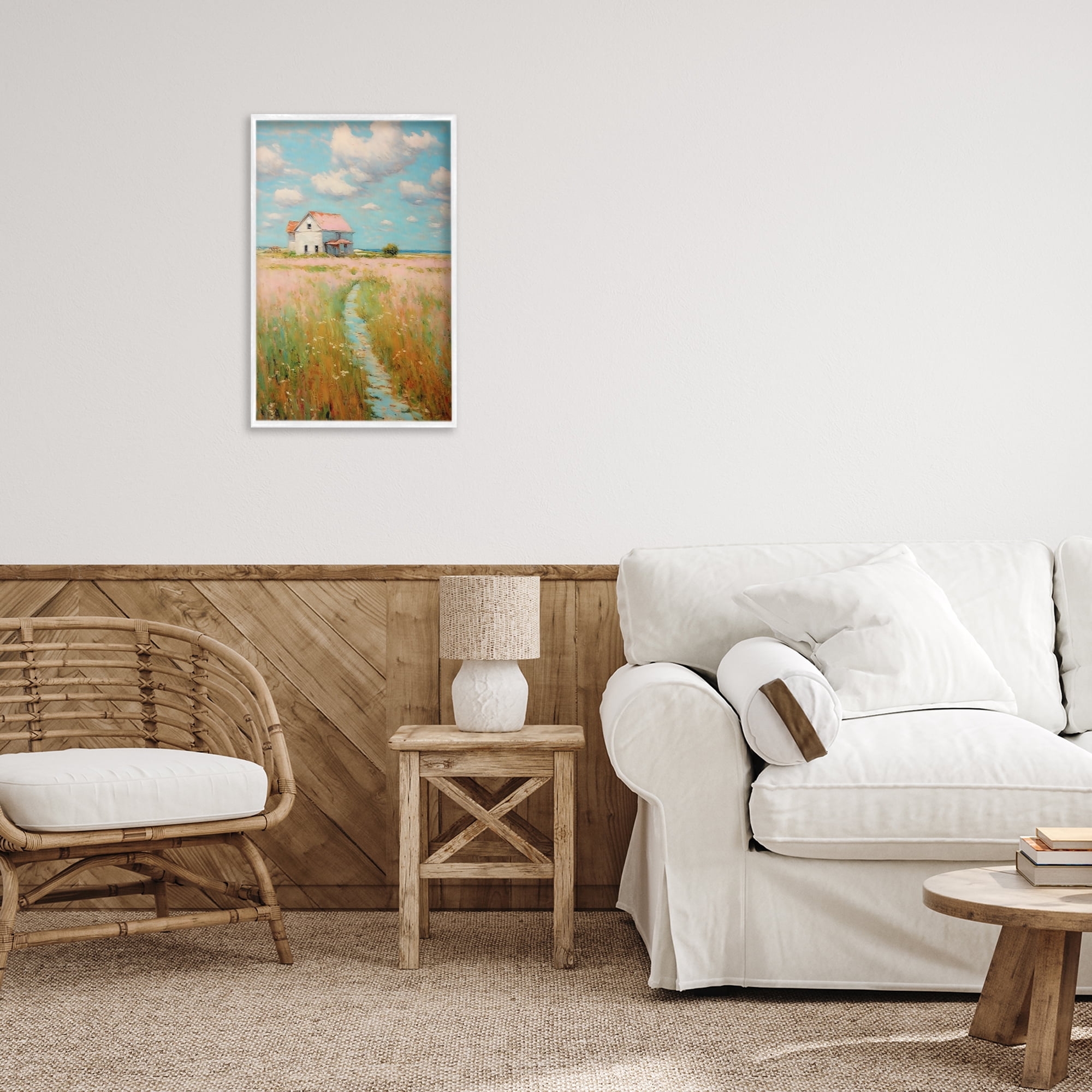 Stupell Industries House in Field of Flowers White Framed Giclee Art, design by Creative Studio