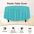 thumbnail image 3 of Exquisite 12-Pack Premium Plastic 84-Inch Round Tablecloth - Aqua Blue, 3 of 5