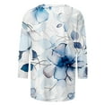 thumbnail image 5 of TSADFHJI Chandails en Molleton pour Femmes Grande Taille Col Rond Manches Trois-Quarts Style Ethnique Rétro T-Shirt Imprimé Décontracté S Bleu Clair, 5 of 5