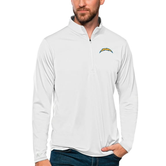 Men's Antigua White Los Angeles Chargers Tribute Quarter-Zip Lightweight Pullover Top