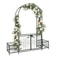 thumbnail image 5 of Garden Arch Trellis, Outdoor Trellis with Gate and Planter Box, Metal Arch for Climbing Plants, Black Arbors and Trellises, 78"W X 19.7"D X 86.2"H, 5 of 8