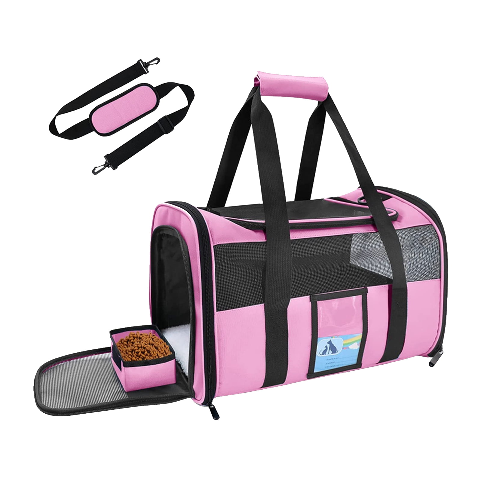Pet Carrier Bag With Zip Handle Strap Cat Carrier Travel Bag Breathable Mesh Carrier Bag