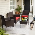 thumbnail image 6 of Homall 4 Pieces Patio Conversation Set Outdoor Furniture Rattan Chairs Wicker Seating with Cushion and Table Weather-resistant for Porch Garden Backyard, Brown /Red, 6 of 8