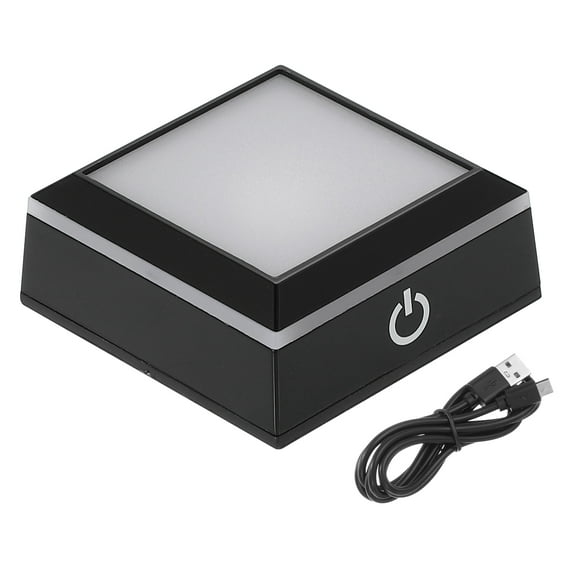 Uxcell LED Light Base Non-Slip Square Display Stand, LED 6 Lighting Mode Multicolor Flat Light Base for Glass Ball 3D Crystal Party Decoration, Black