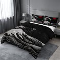 thumbnail image 3 of meiyoeat Japanese Black Wave Bedding For Kids,Ukiyo-E Style Print Duvet Cover Full,Black Reversible,3 Pieces(No Comforter), 3 of 6
