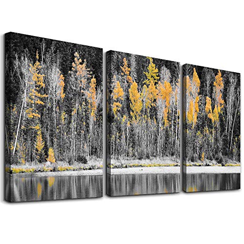 Modern Blue Painting Gold Leaf Fish Herd Wall Art Decor Abstract Oil Painting SW