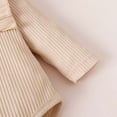 thumbnail image 5 of Coming Home Outfit Girl Newborn Fall 3 Piece Cotton Knit Clothing Set Ruffle Sleeve Ribbed Romper Printed Pants with Headband, Khaki, 9 Months, 5 of 7