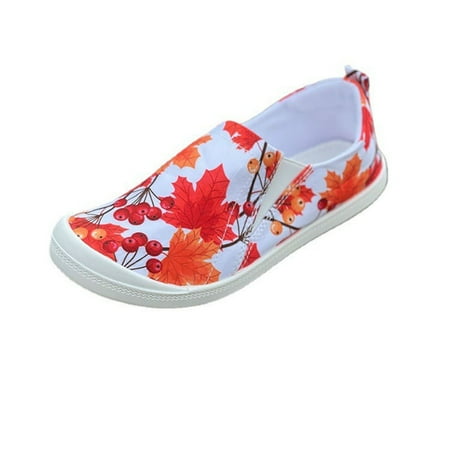 

Honeeladyy Sales Halloween Women s Flat Bottomed Low-cut Canvas Shoes One-foot Lazy Version Student Casual Flat Shoes