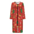 thumbnail image 4 of Xoenoiee Christmas Cookies Tree Candy Bow Snowflake Print Long Sleeve Nightgowns for Women Xmas Long Sleepshirts Zip Up Robe Gowns Sleepwear Full Length Sleep Dress with Pockets, Size XL, 4 of 7