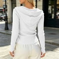 thumbnail image 7 of Hurxie Women's Cropped Zip up Hoodies Long Sleeve Fitted Sweater Pullover Ribbed Knit Casual Trendy Fall Y2k Cardigans White,2XL, 7 of 7