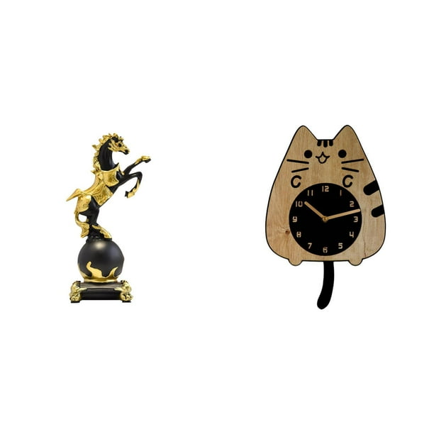 Figura de escritorio,Estante con estatua de caballo para escritorio,oficina y decoración del hogar,Figura decorativa de resina para escritorio,decoración del hogar,Reloj de pared,Reloj de