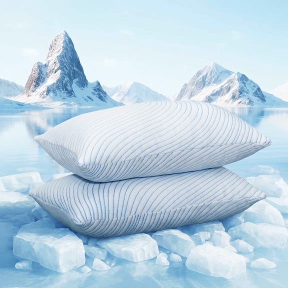 Nalqet 2 Pack Queen Cooling Pillow for Sleeping, 30×20 inch Memory Foam Cool Bed Pillows with Washable Cover for Back, Hot Sleepers