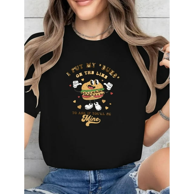 Camiseta de algodón extragrande para mujer: Top suave de manga corta con cuello redondo y estampados abstractos, 1 pieza, camiseta informal