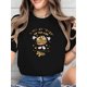 thumbnail image 1 of Camiseta gráfica divertida de San Valentín para mujer, con el mensaje "I Put My Buns in the Line". Cuello redondo informal, 100 % algodón suave, lavable a máquina, negra, con un divertido diseño de ha, 1 of 5