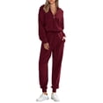 thumbnail image 1 of Conjunto Deportivo PRETTYGARDEN Mujer 2 Piezas con Cierre Vino Rojo XL, 1 of 7
