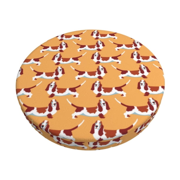 Disketp Dachshund Dog Puppy Funda Redonda para Taburete, Funda de Cojín para Silla de Bar Suave y Elástica-14 inch