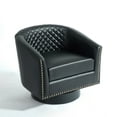 thumbnail image 3 of DREAMSIDEA Swivel Accent Chair for Living Room, PU Leather 360°Swivel Barrel Club Chair Comfy Single Reading Chair - Black, 3 of 7