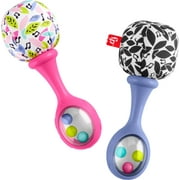 Fisher-Price Baby Newborn Toys Rattle ‘n Rock Maracas Set of 2 Soft Musical Instruments for Babies 3+ Months, Pink (Exclusive) New - Pink/Purple