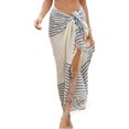 thumbnail image 4 of Wxolcjlv Women's Striped Fringe Wrap Sarong Skirt Tie Waist Beach Long Skirts, 4 of 4