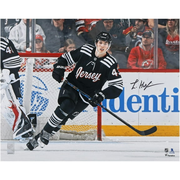 Luke Hughes New Jersey Devils Autographed 16" x 20" NHL Debut Photograph - Fanatics Authentic Certified