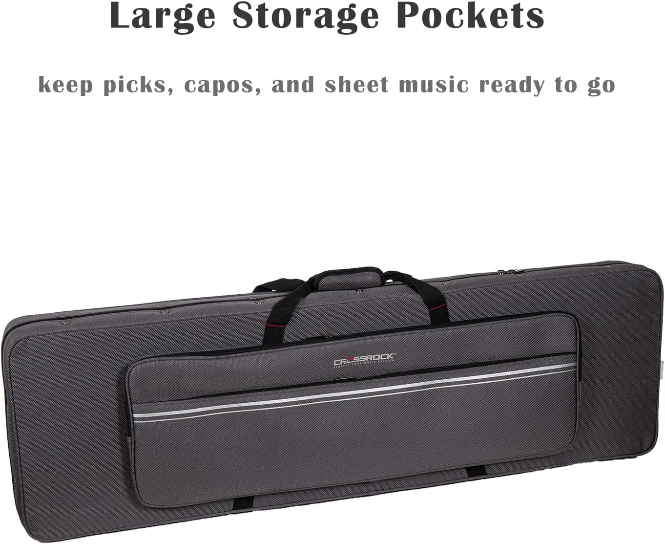 Crossrock Electric Guitar Foam Case for Strat & Tele | Lightweight Gray Gig Bag with Adjustable Fit, Plush Interior & Storage (CRP300EDG)