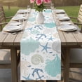 thumbnail image 4 of Coral Anchor Coastal Table Runner 72 Inches, Blue Summer Nautical Starfish Bed Runner Dresser Scarves Tabletop for Indoor Outdoor Parties/Ceremony/Banquet, 14" x 72", 4 of 9