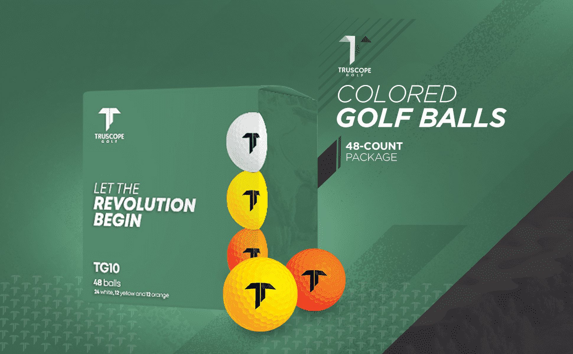 Truscope Long Distance Golf Balls, Soft Core, Less Spin & Higher Speed, New 48-Pack, Multi-Colored