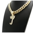 thumbnail image 3 of Stone Stud Crowned Initial Pendant with 12mm 18" Iced Out Miami Cuban Chain Necklace in Gold-Tone, Letter J, 3 of 4
