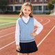 thumbnail image 5 of Odeerbi Chaqueta de Cuello En V de Punto de Cable de Los Niños Color Sólido Sin Mangas Uniforme de La Escuela, 5 of 9